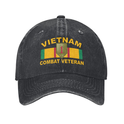 Vietnam 1st COMBAT VETERAN Printed unisex baseball cap adjustable cap outdoor sun hats trucker hat