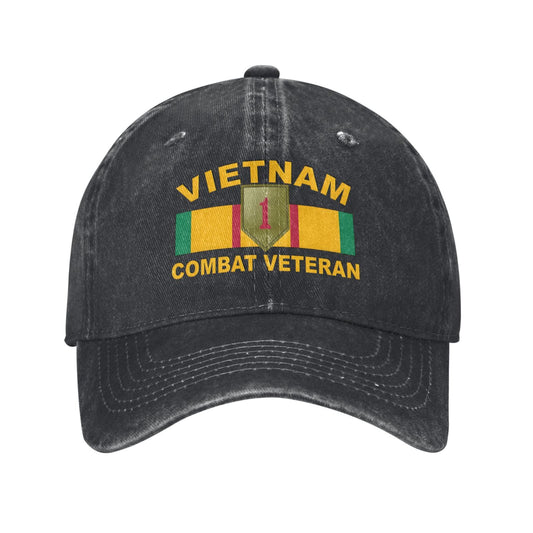 Vietnam 1st COMBAT VETERAN Printed unisex baseball cap adjustable cap outdoor sun hats trucker hat