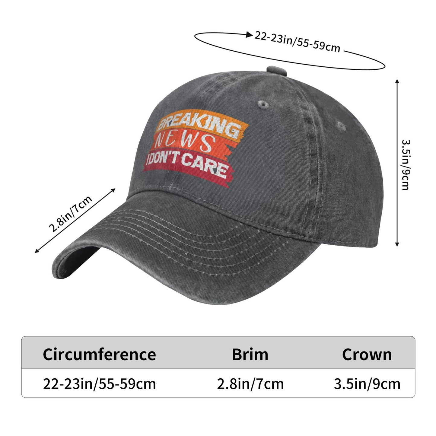 Breaking News I Don't Care(2) Printed unisex baseball cap adjustable cap outdoor sun hats trucker hat