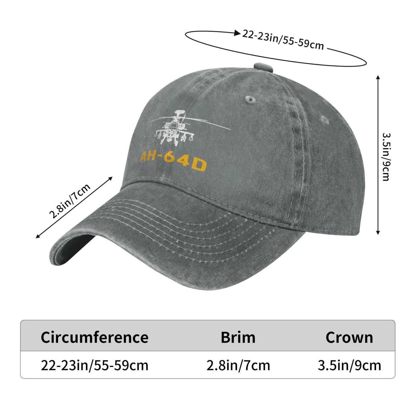 AH-64D Printing unisex baseball cap adjustable hats Outdoor leisure hat veteran gift
