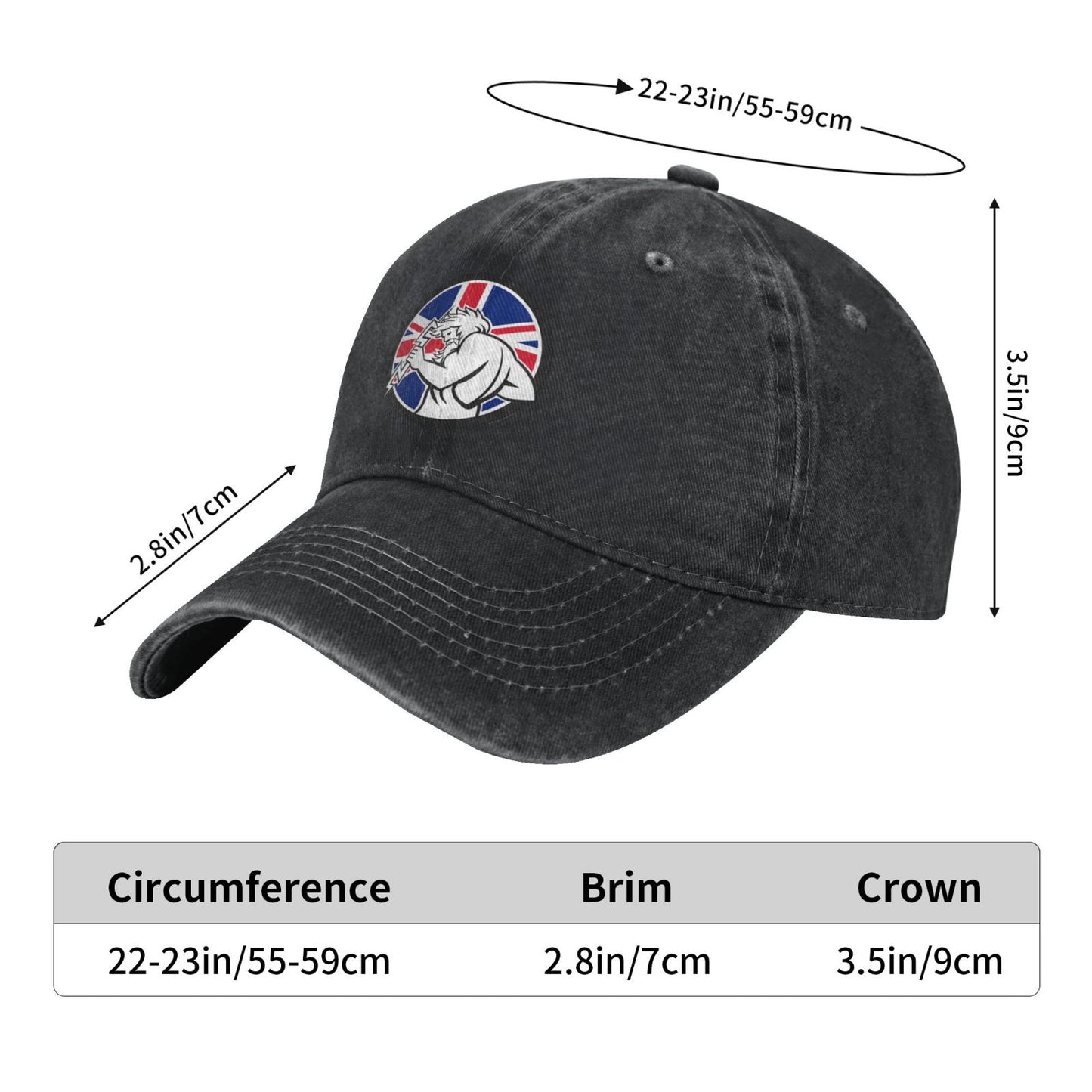 Zeus With Thunderbolt Union Jack Flag Printed unisex baseball cap adjustable cap outdoor sun hats trucker hat