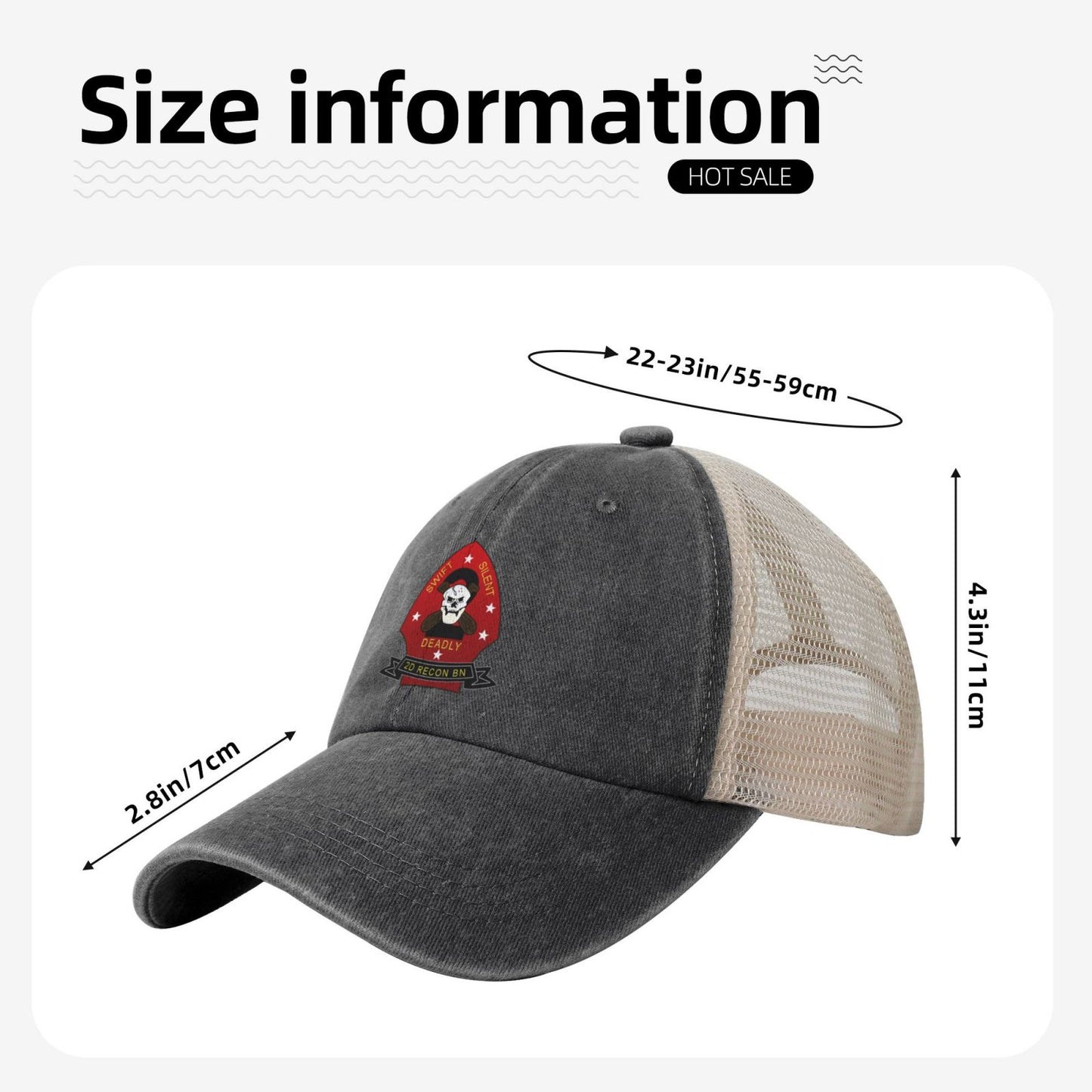 2d Reconnaissance Battalion Insignia Printed unisex baseball cap adjustable grid baseball cap veteran gift