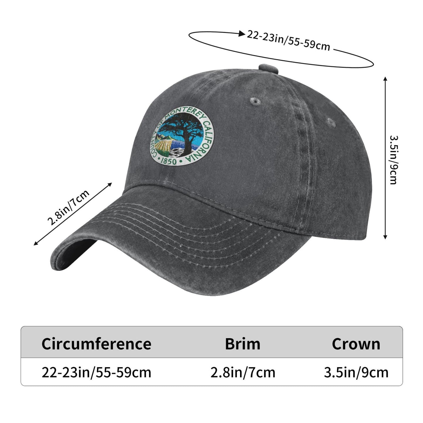 COUNTY OF MONTEREY CALIFORNIA Printed unisex baseball cap adjustable cap outdoor sun hats trucker hat