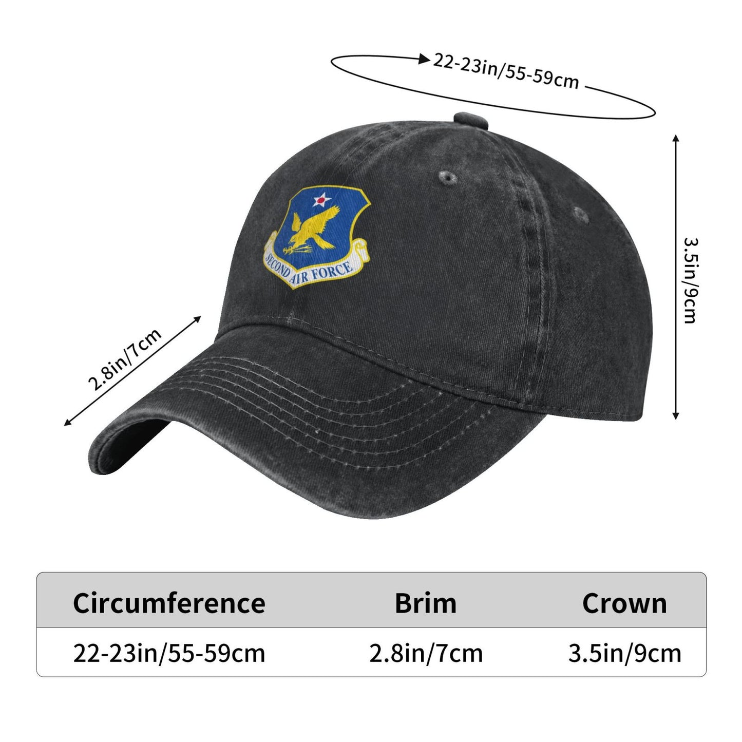 Second Air Force-Emblem (USAF) Printed unisex baseball cap adjustable cap veteran gift