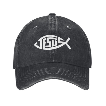 Jesus Fish Print Printed unisex baseball cap adjustable cap outdoor sun hats trucker hat