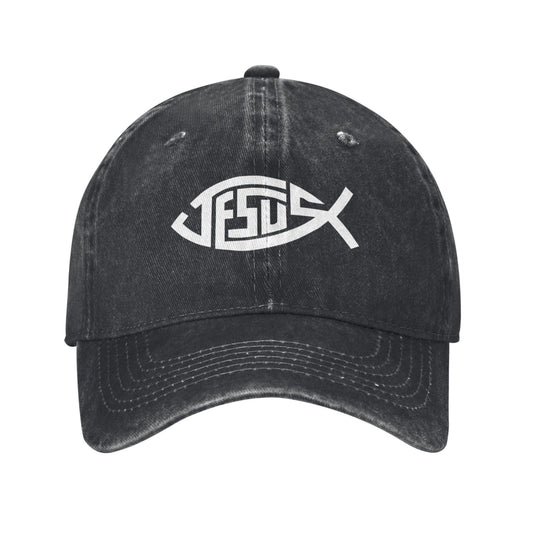 Jesus Fish Print Printed unisex baseball cap adjustable cap outdoor sun hats trucker hat