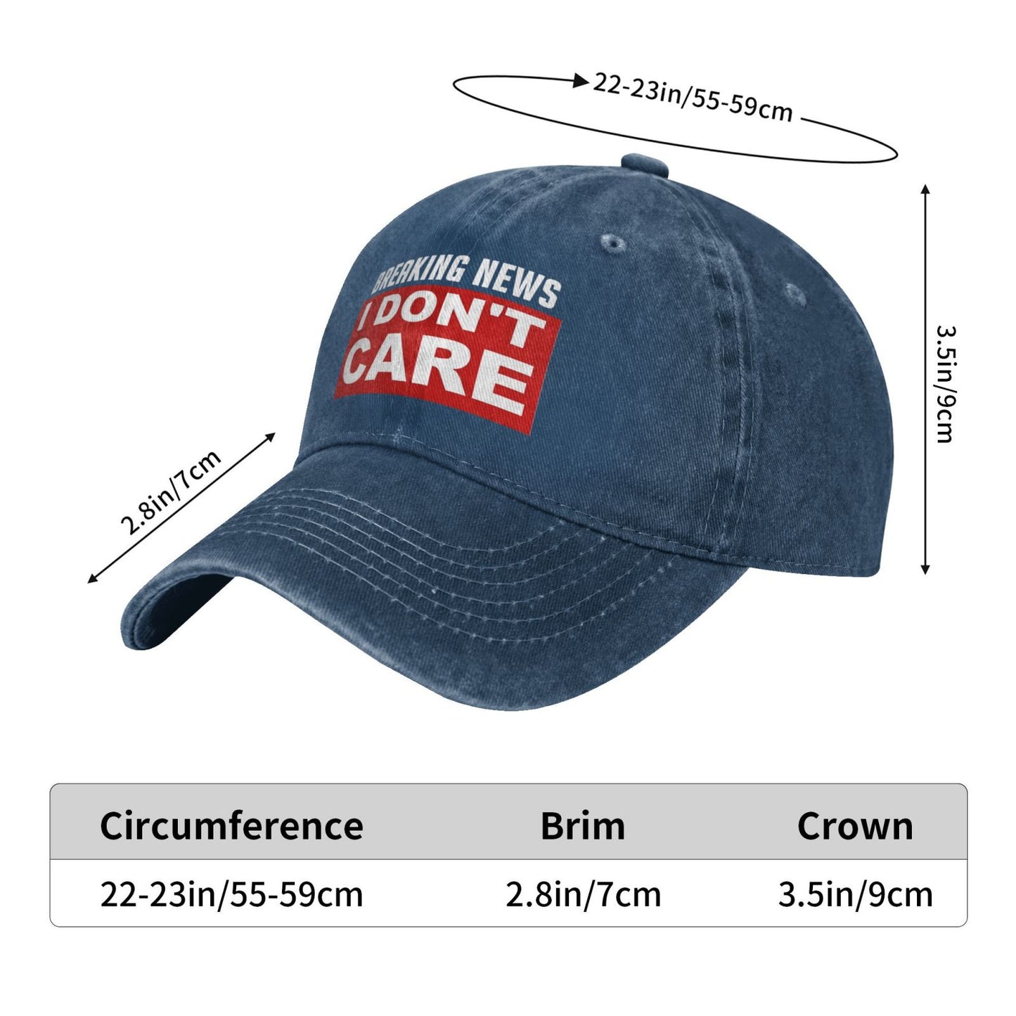 Breaking News I Don't Care Printed unisex baseball cap adjustable cap outdoor sun hats trucker hat