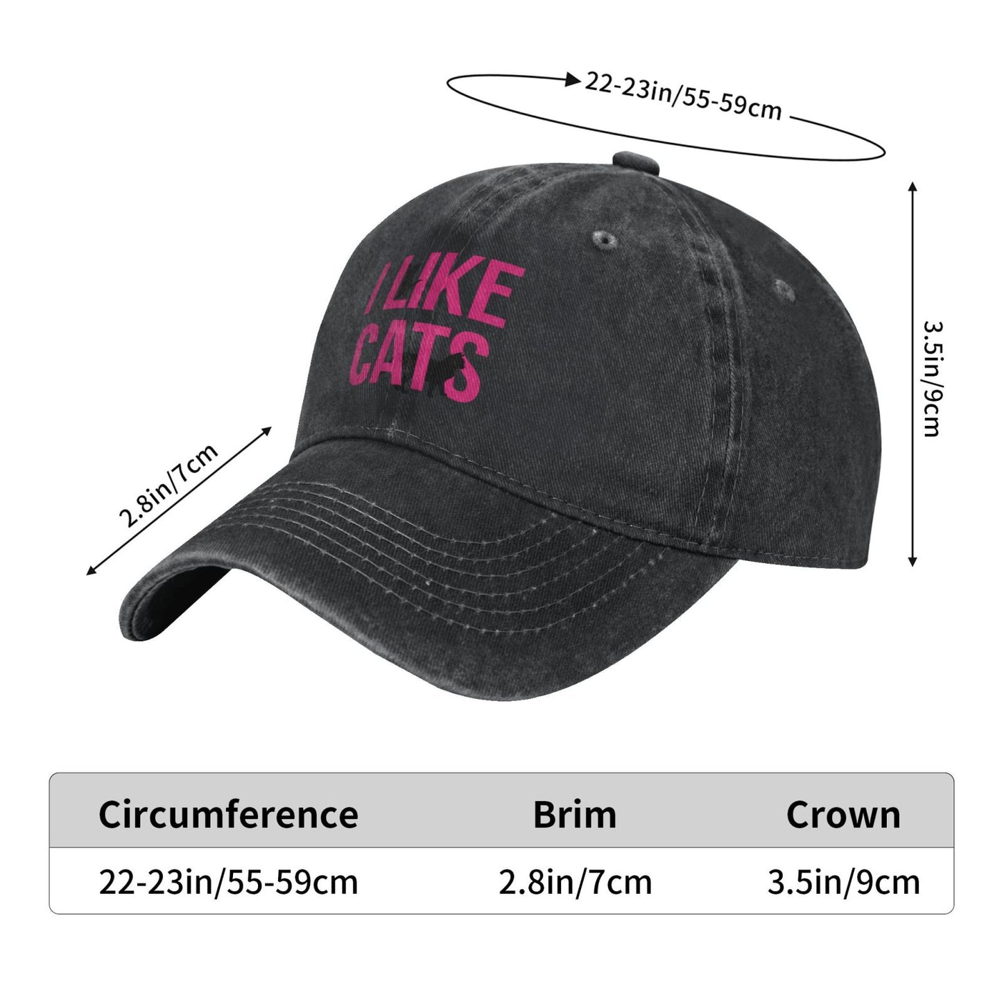 I Like Cats Printed unisex baseball cap adjustable cap outdoor sun hats trucker hat