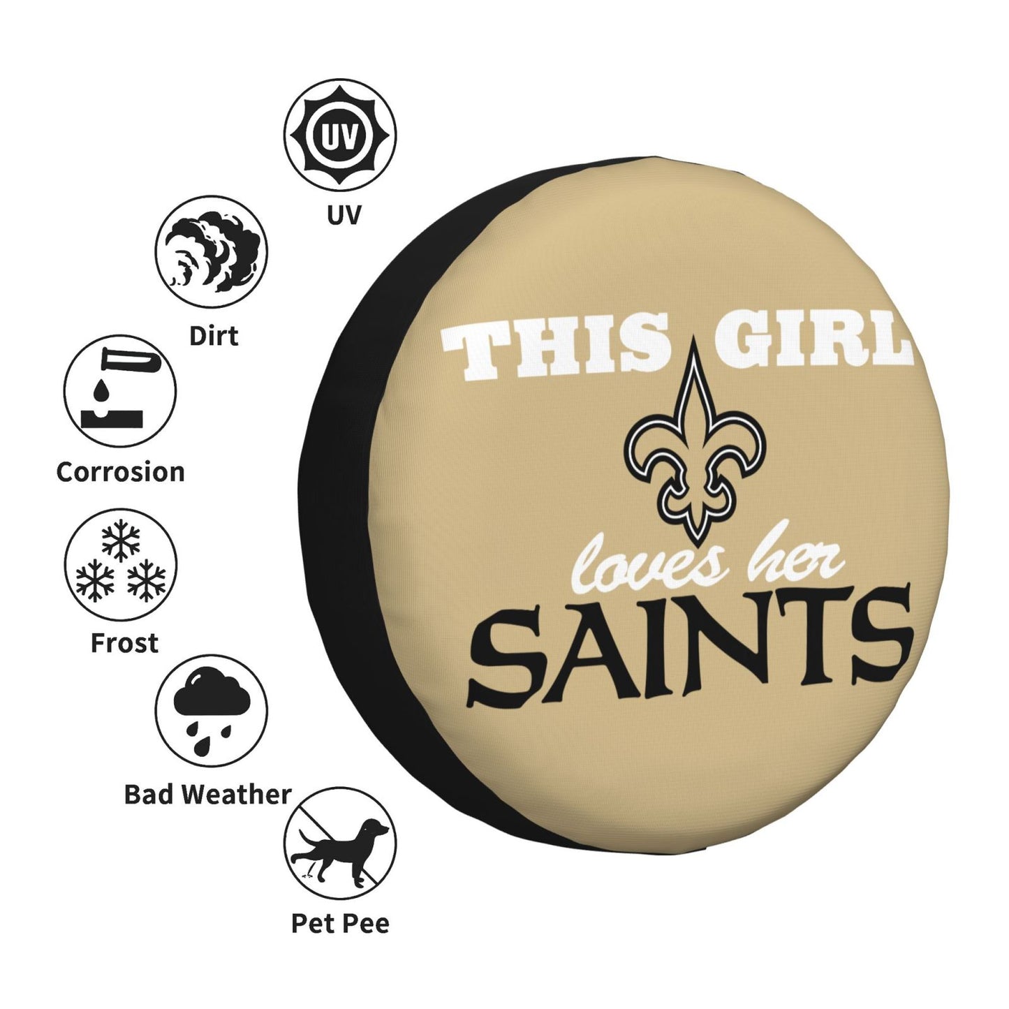 New Orleans Saints Printing wheel dust cover Solid color background car tire cover