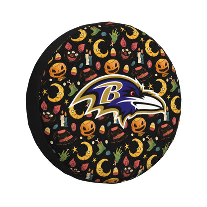 Baltimore Ravens logo Halloween Pumpkin Moon Print Car Tire Cover Tire Dust Cover