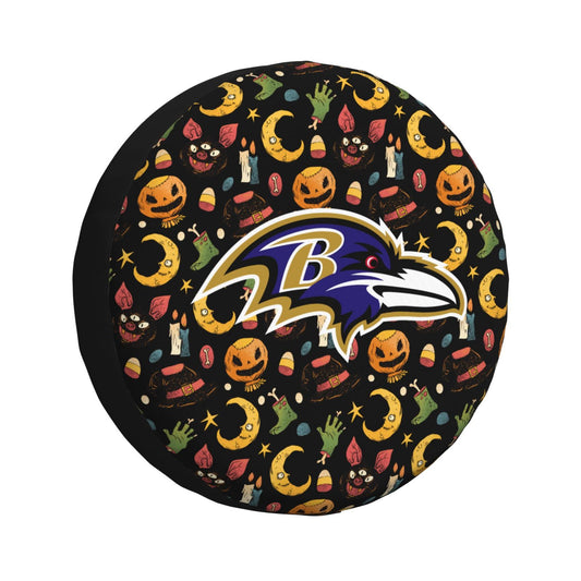 Baltimore Ravens logo Halloween Pumpkin Moon Print Car Tire Cover Tire Dust Cover