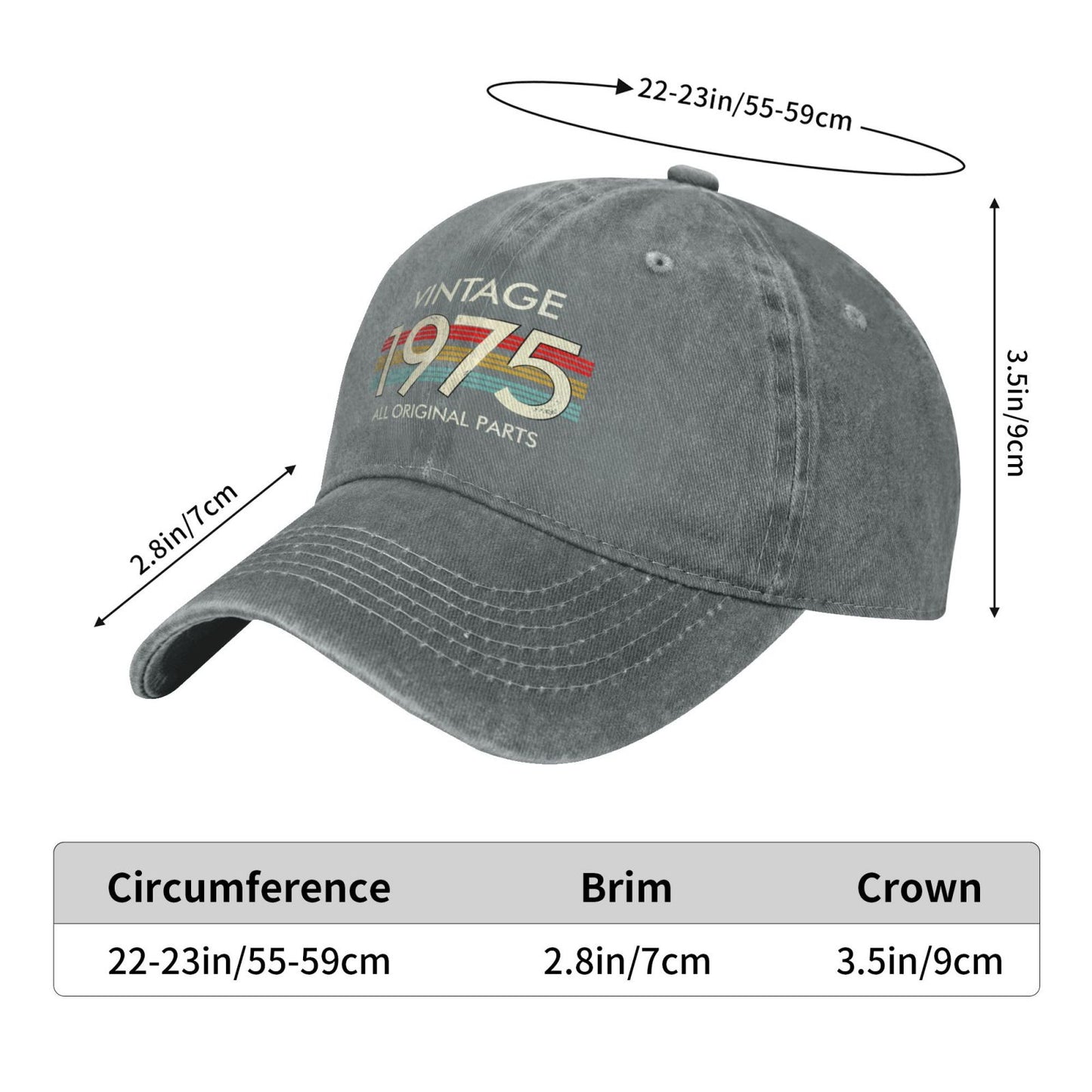Vintage 1975 All Original Parts Printed unisex baseball cap outdoor hats adjustable cap trucker gift hat