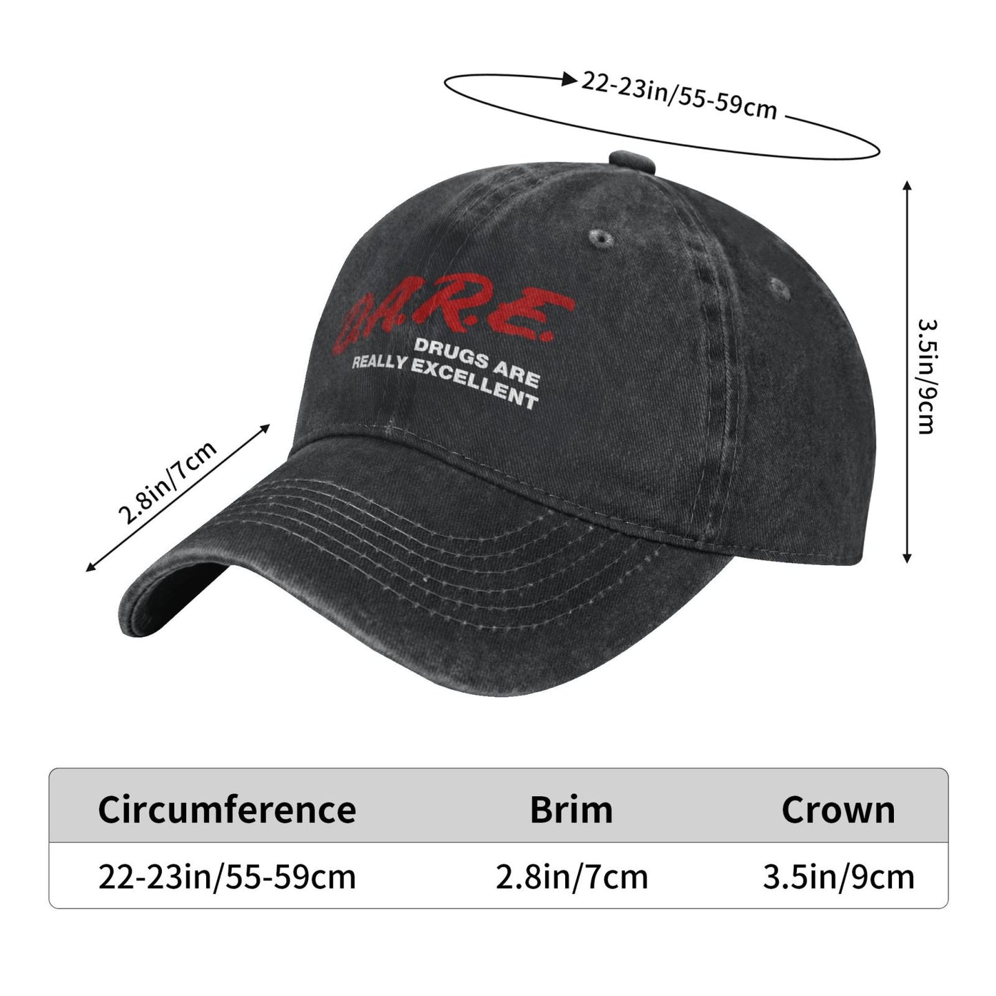 DARE Drugs Are Really Excellent Printed unisex baseball cap adjustable cap outdoor sun hats trucker hat