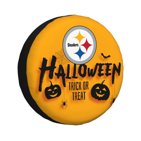 Pittsburgh Steelers print wheel dust cover Halloween pumpkin lantern printed car tire cover