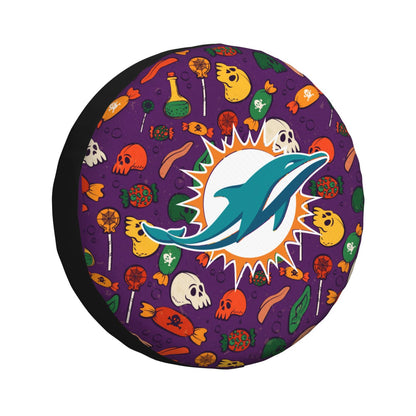 Miami Dolphins print Halloween candy print car tire cover tire dust cover