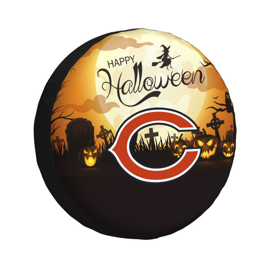 Chicago Bears Print Halloween background printed tire dust cover car tire cover