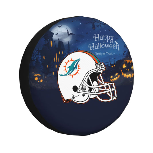 Miami Dolphins printed car tire cover Happy Halloween printed tire dust cover