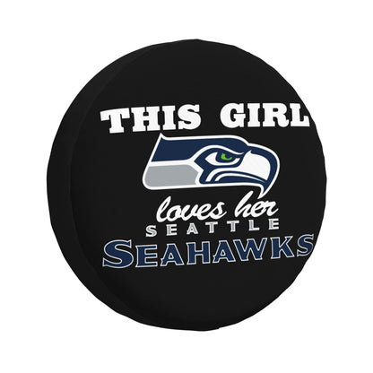Seattle Seahawks Printing wheel dust cover black background car tire cover