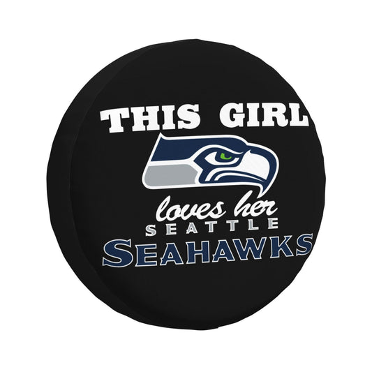 Seattle Seahawks Printing wheel dust cover black background car tire cover