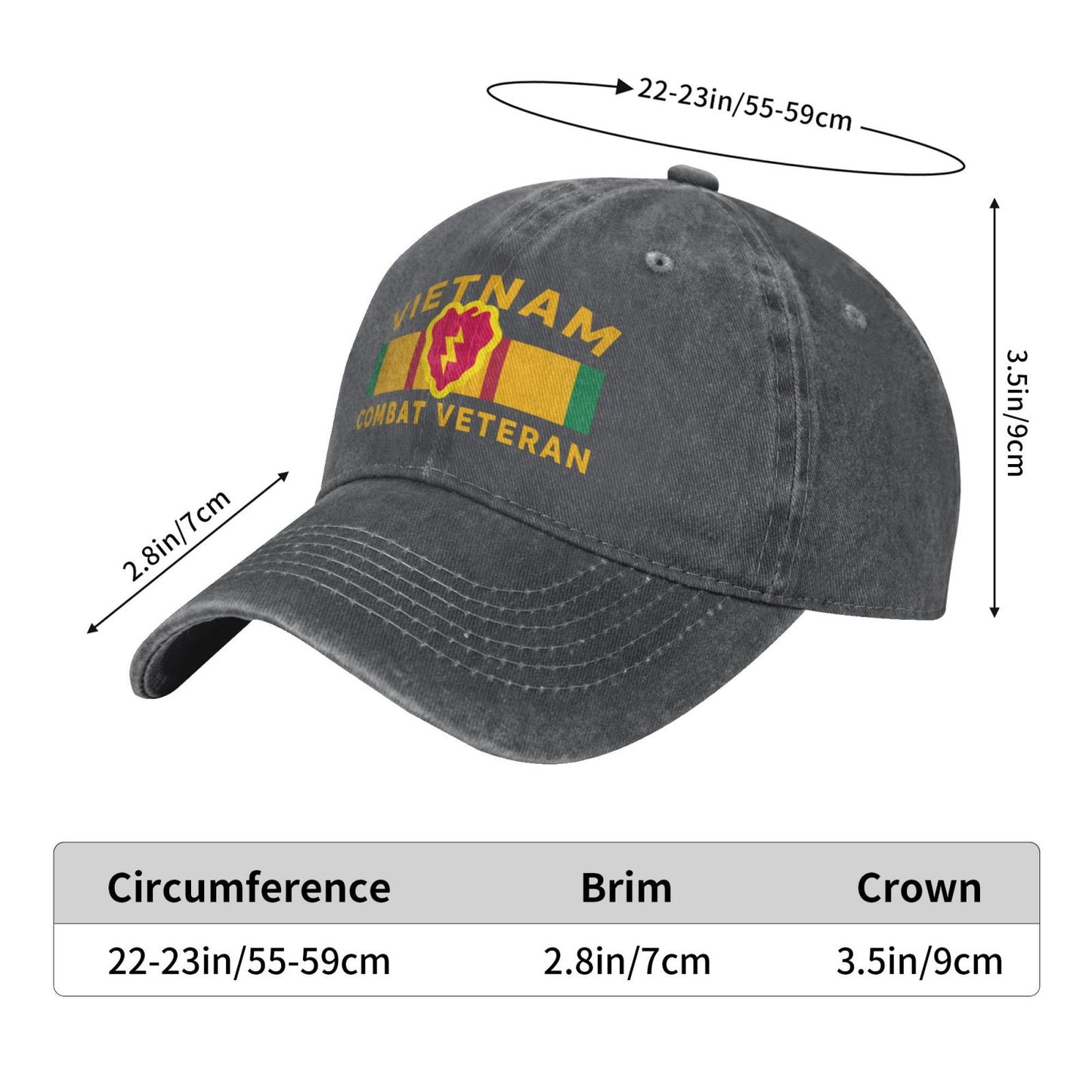 Vietnam 25th Infantry Div Combat Veteran Printed unisex baseball cap adjustable cap outdoor sun hats trucker hat