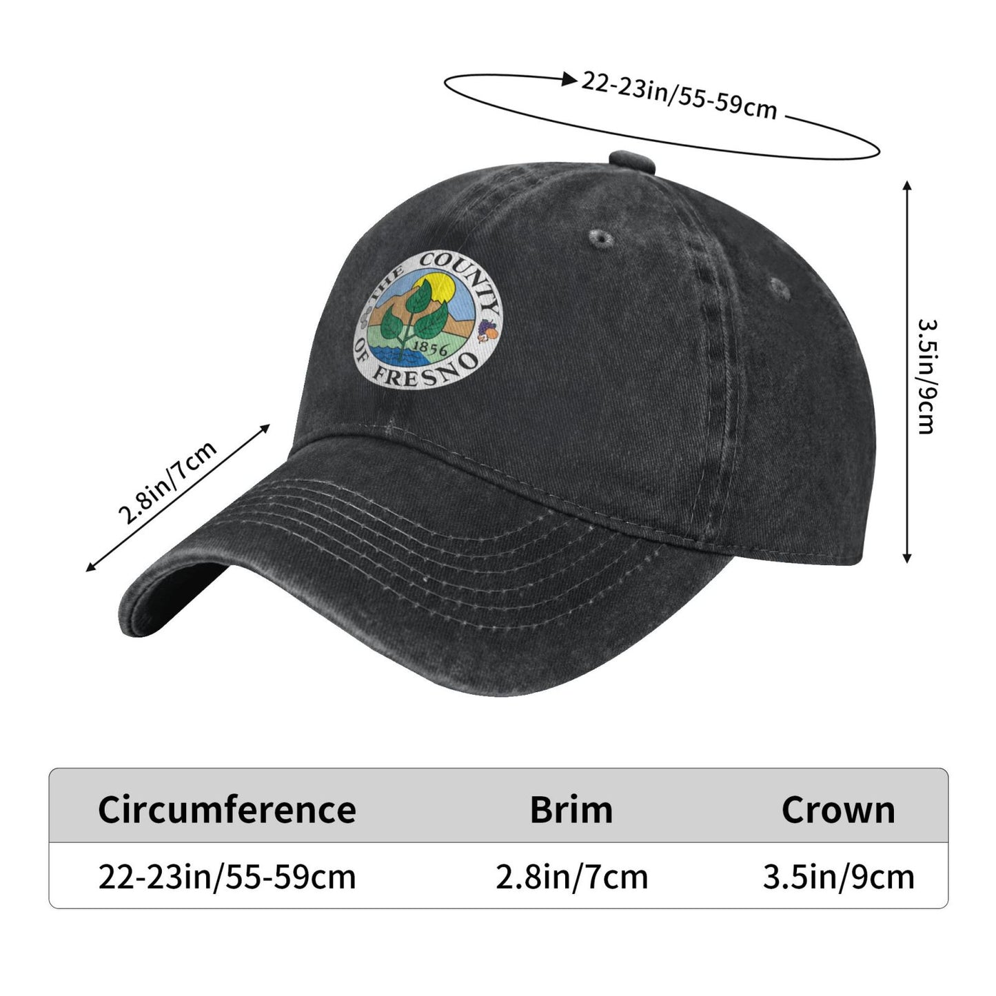 County Of Fresno Seal Printed unisex baseball cap adjustable cap outdoor sun hats trucker hat