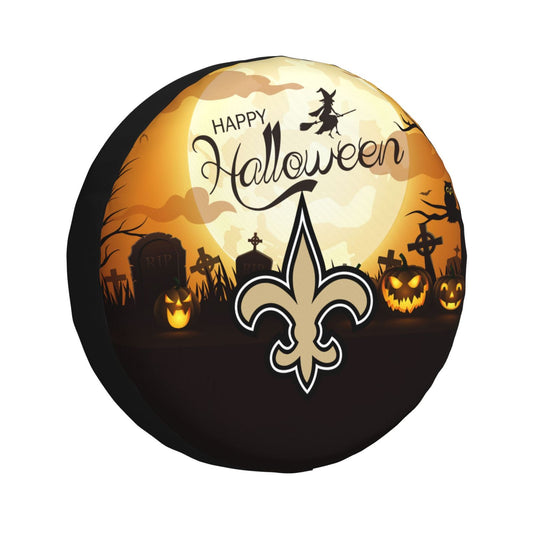 New Orleans Saints Print Halloween background printed tire dust cover car tire cover