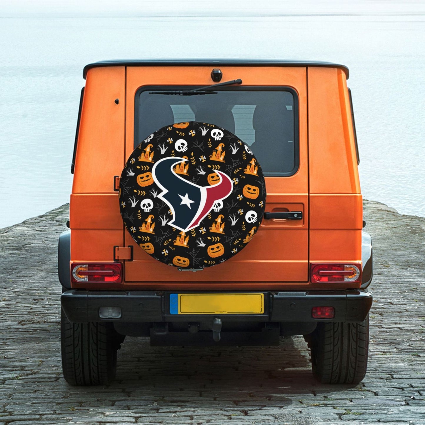Houston Texans Print Pumpkin Castle Small Printed Car Tire Cover Tire Dust Cover