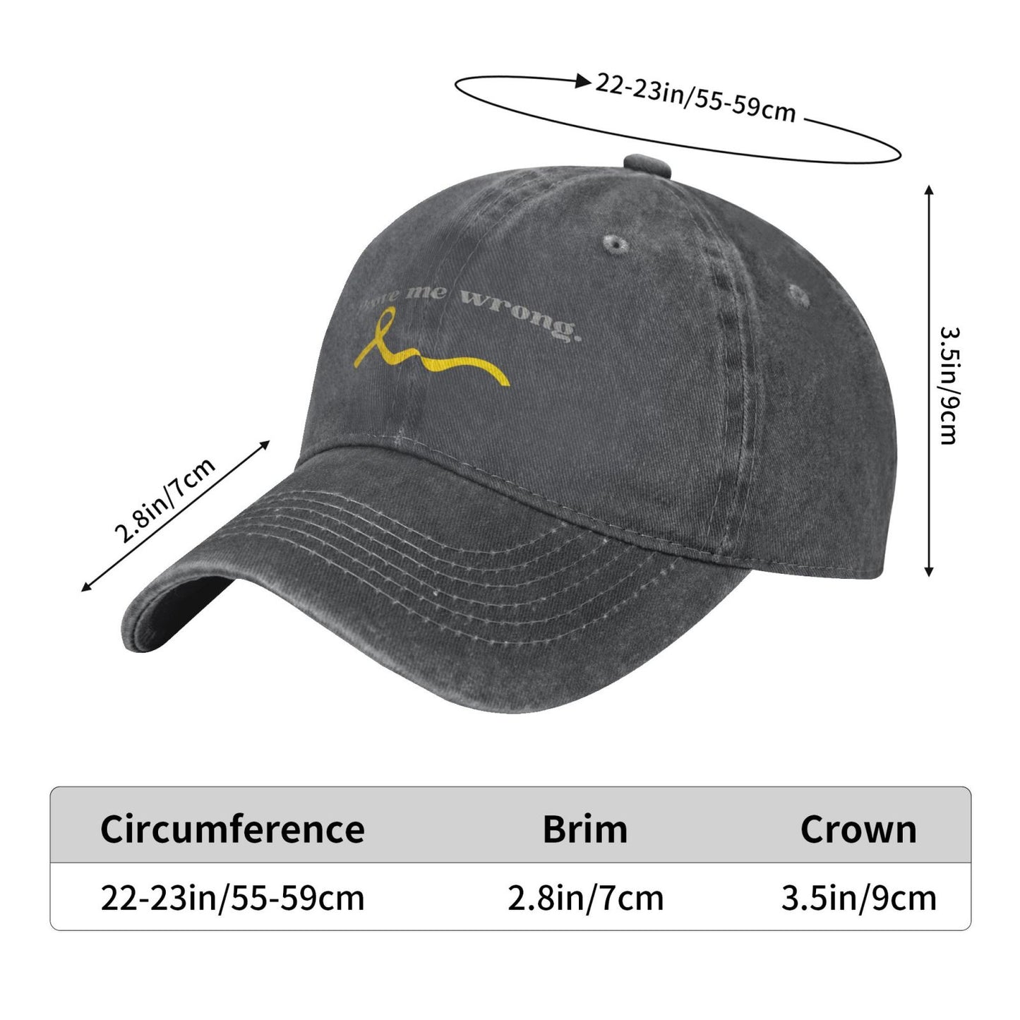 Prove Me Wrong Yellow Ribbon Quote Printed unisex baseball cap outdoor hats adjustable cap trucker gift hat