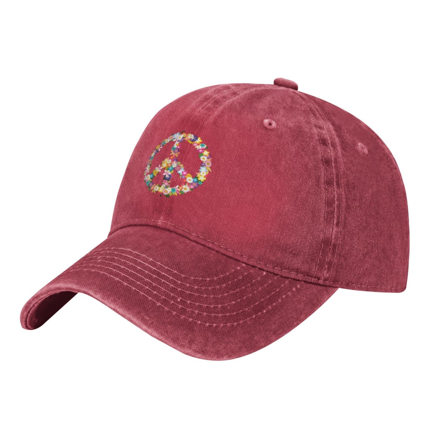 Peace And Love Symbol Flowers Printed unisex baseball cap adjustable cap outdoor trucker hat veterans Gifts