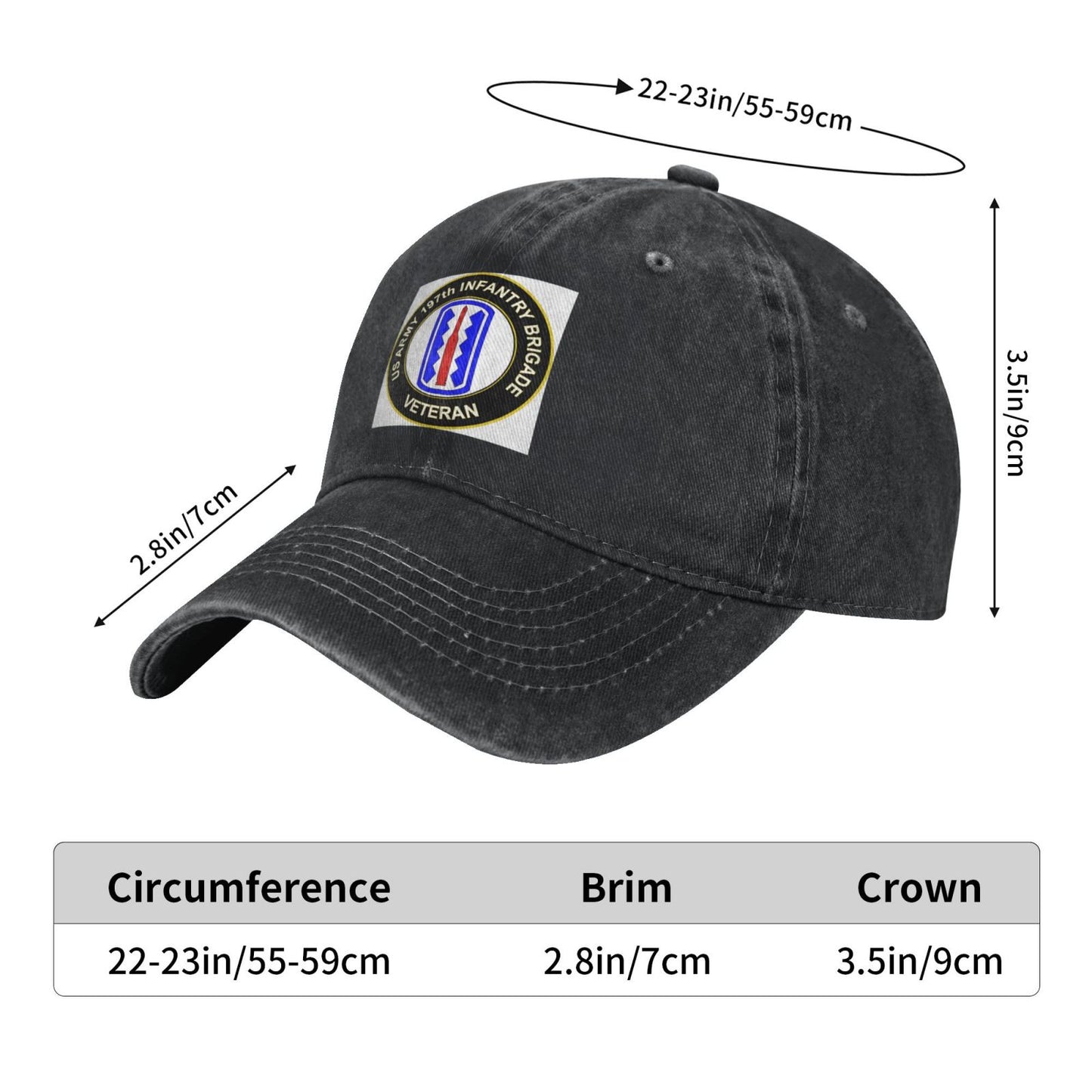 US Army 197th Infantry Brigade Veteran Printed unisex baseball cap outdoor hats adjustable cap trucker gift hat