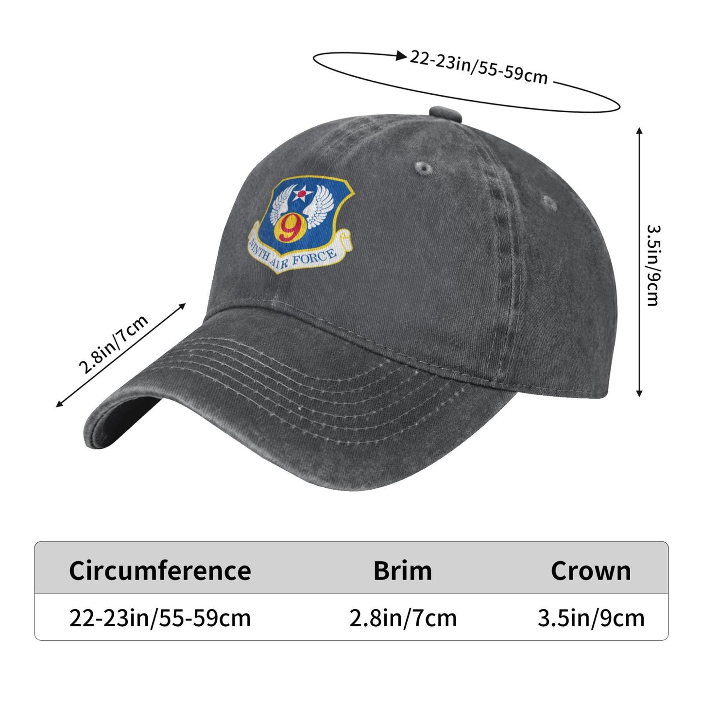 Ninth Air Force-Emblem (Cold War) Printed unisex baseball cap adjustable cap veteran gift