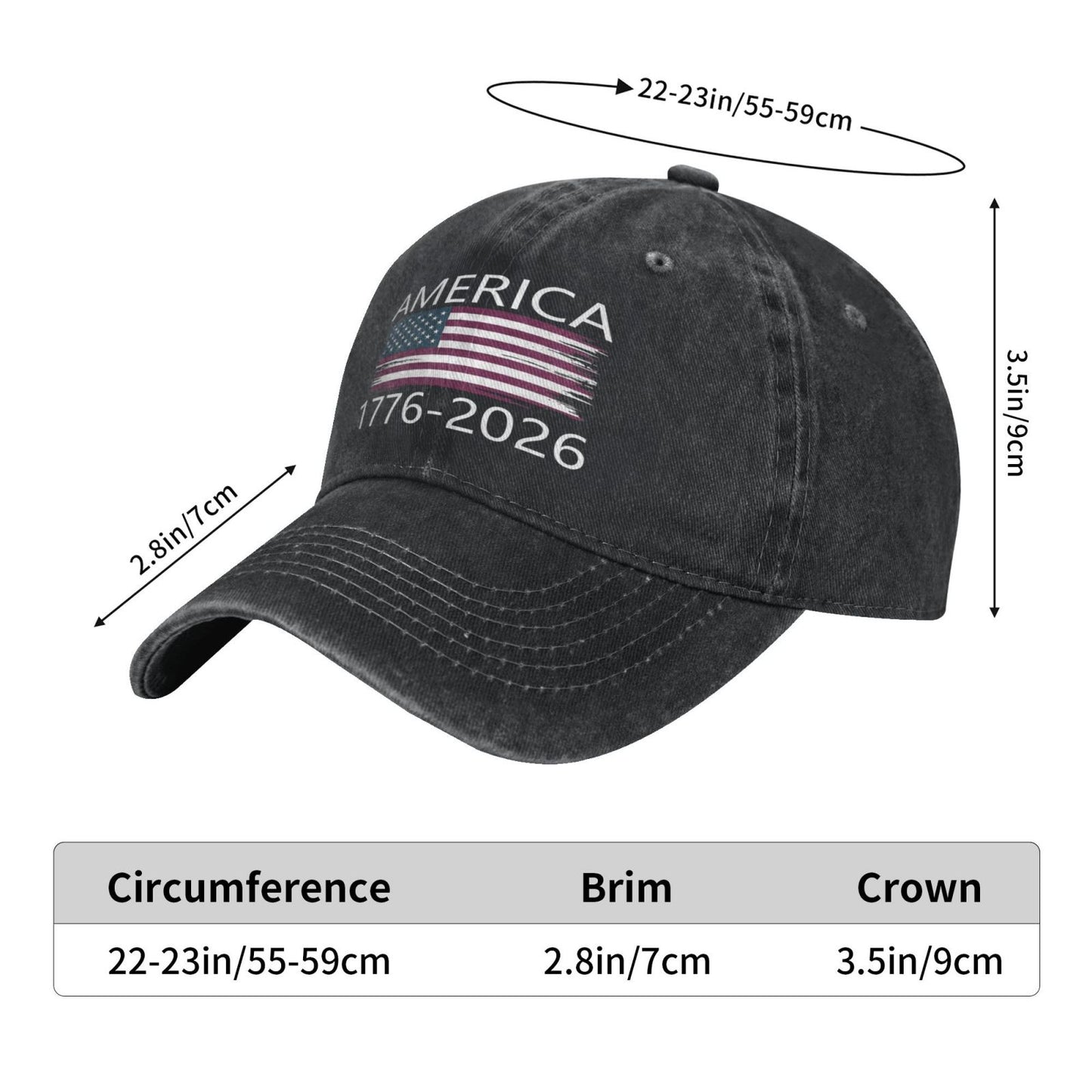 America 1776–2026(2) Printed unisex baseball cap outdoor hats adjustable cap trucker gift hat
