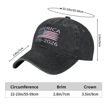 America 1776–2026(2) Printed unisex baseball cap outdoor hats adjustable cap trucker gift hat