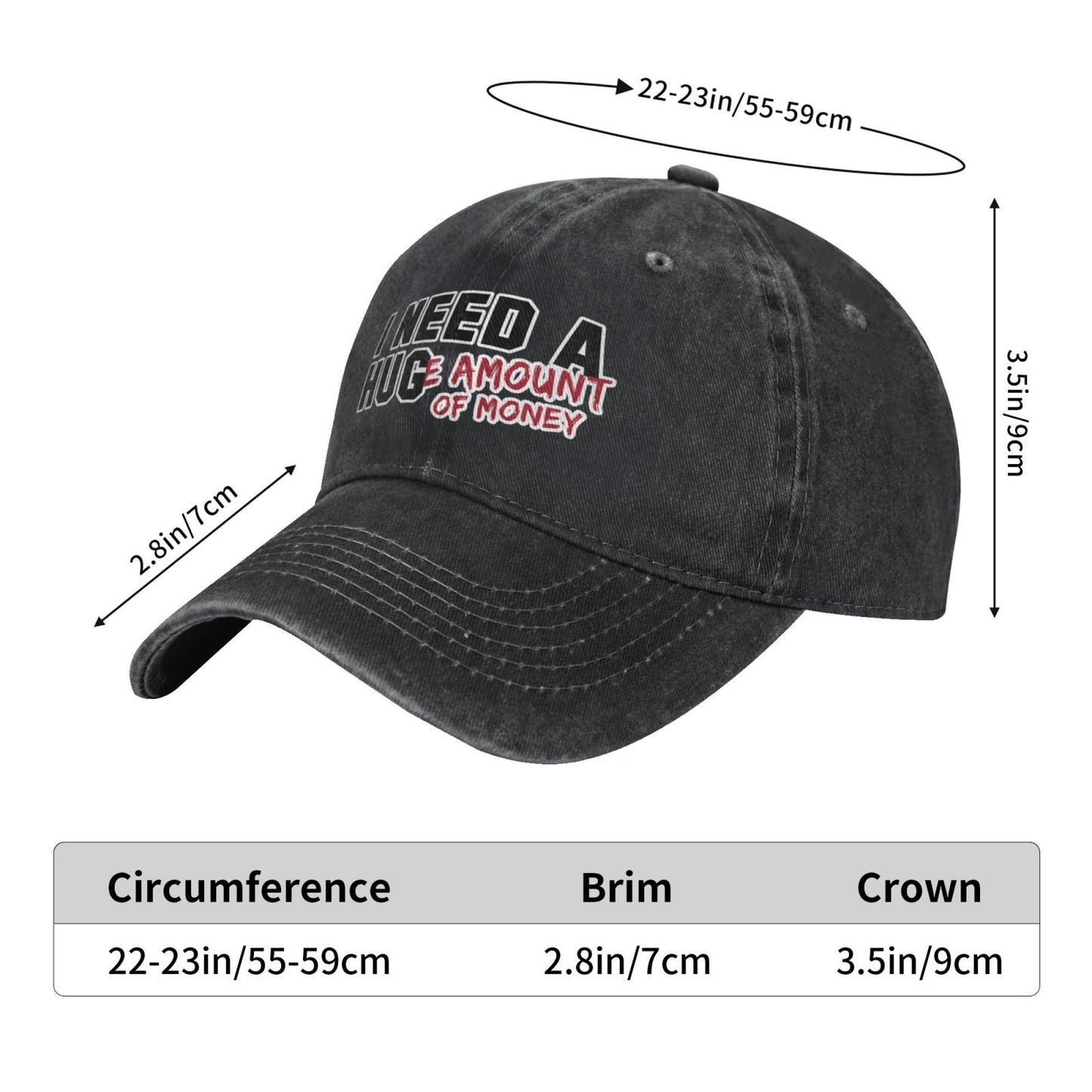 I Need Hug Huge Money Printed unisex baseball cap adjustable cap outdoor sun hats trucker hat