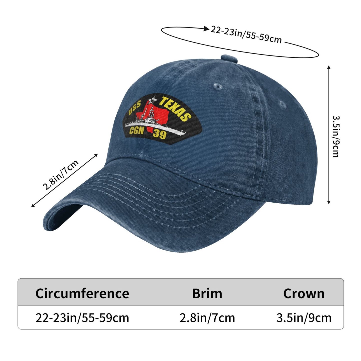 USS Texas Cgn-39 Printed unisex baseball cap outdoor hats adjustable cap trucker gift hat