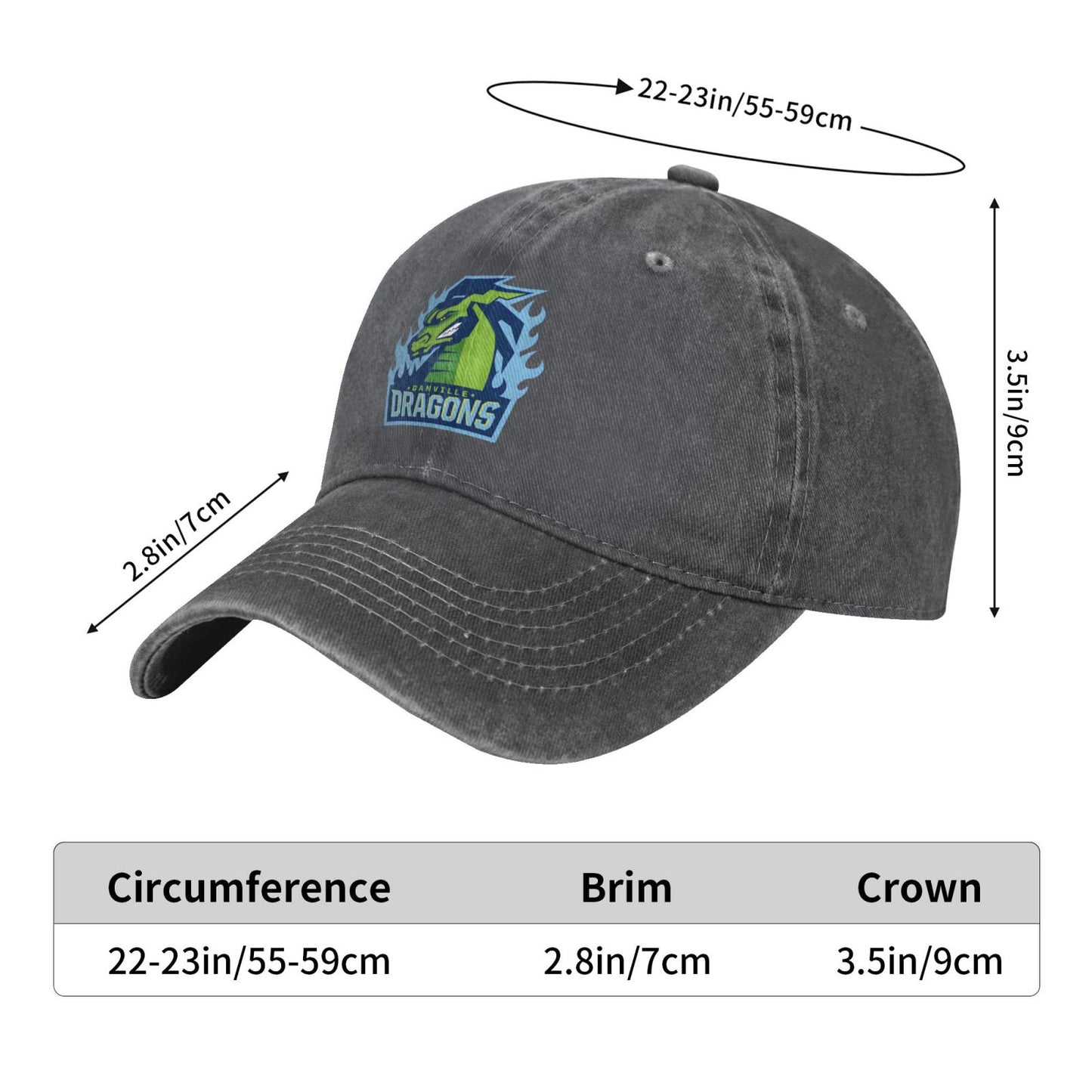 Danville Dragons Logo Printed unisex baseball cap adjustable cap outdoor sun hats trucker hat