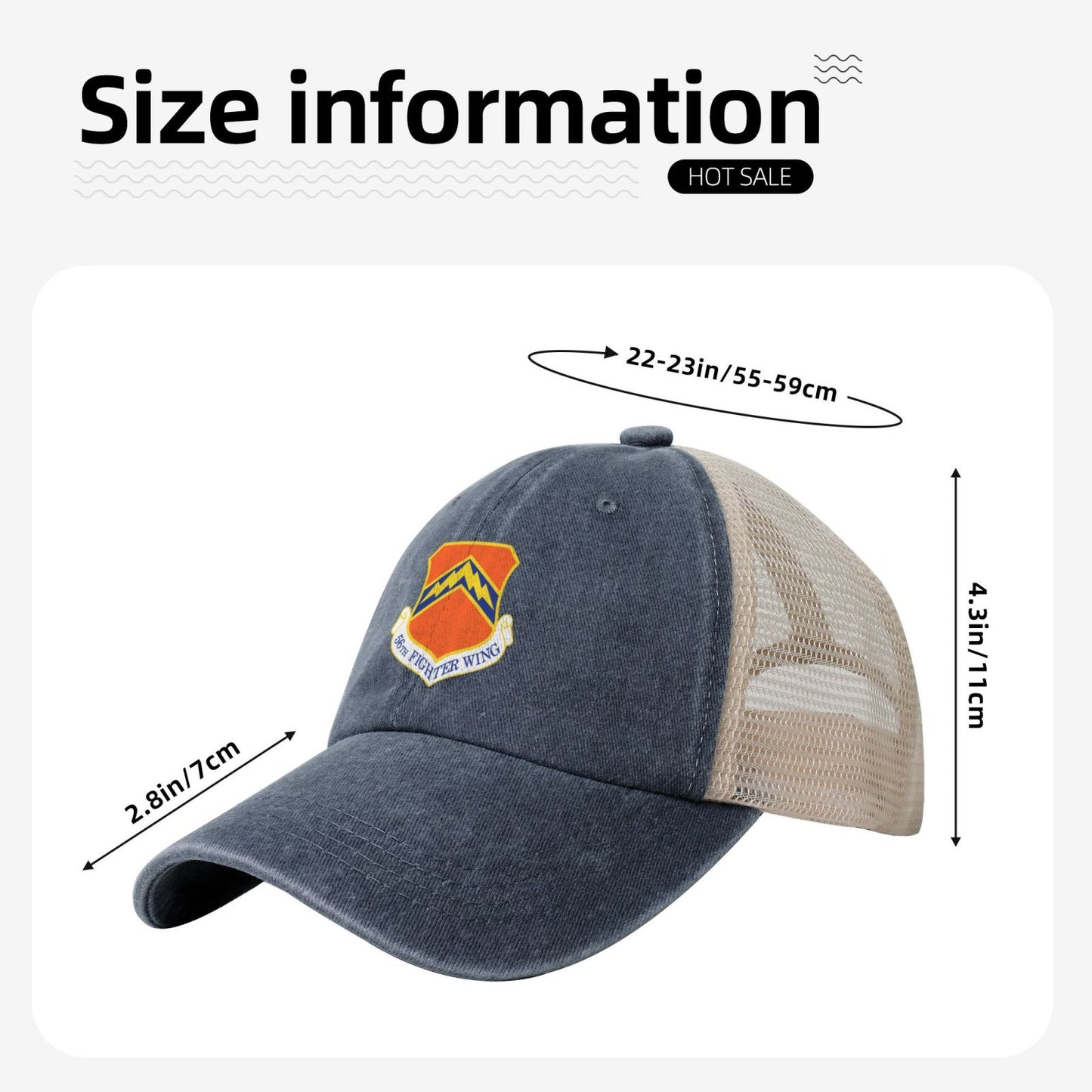 56th Fighter Wing Printed unisex baseball cap adjustable grid baseball cap veteran gift