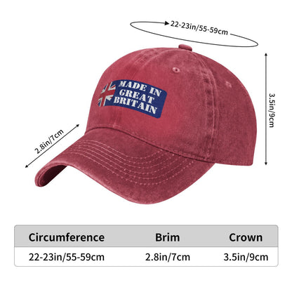 Made In Great Britain Flag Design Sticker Printed unisex baseball cap adjustable cap outdoor sun hats trucker hat