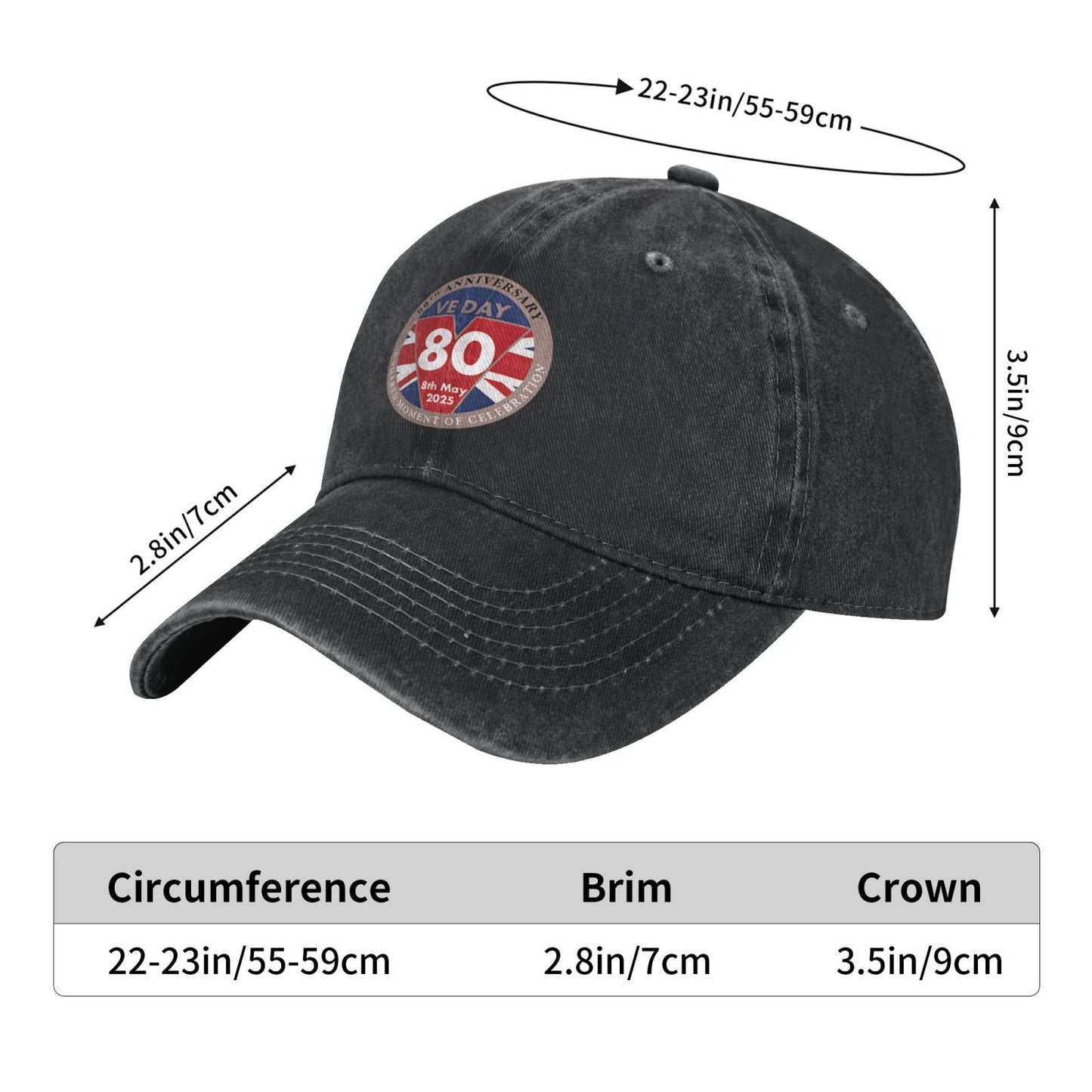 VE DAY 80th ANNIVERSARY Printed unisex baseball cap adjustable cap outdoor trucker hat veterans Gifts