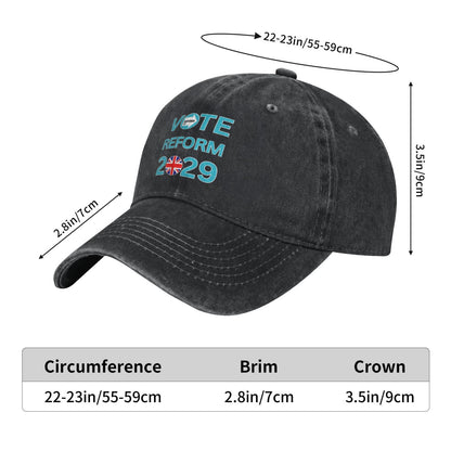 Vote Reform UK 2029 Elections Make Britain Great Printed unisex baseball cap adjustable cap outdoor sun hats trucker hat