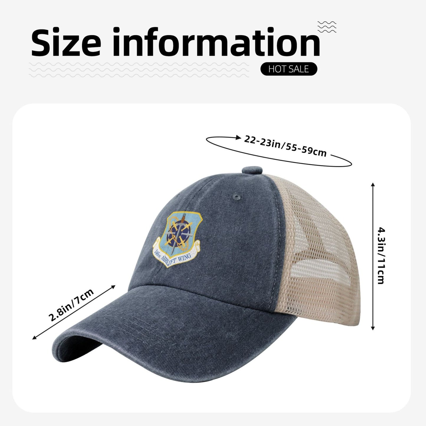 146th Airlift Wing Printed unisex baseball cap adjustable grid baseball cap veteran gift