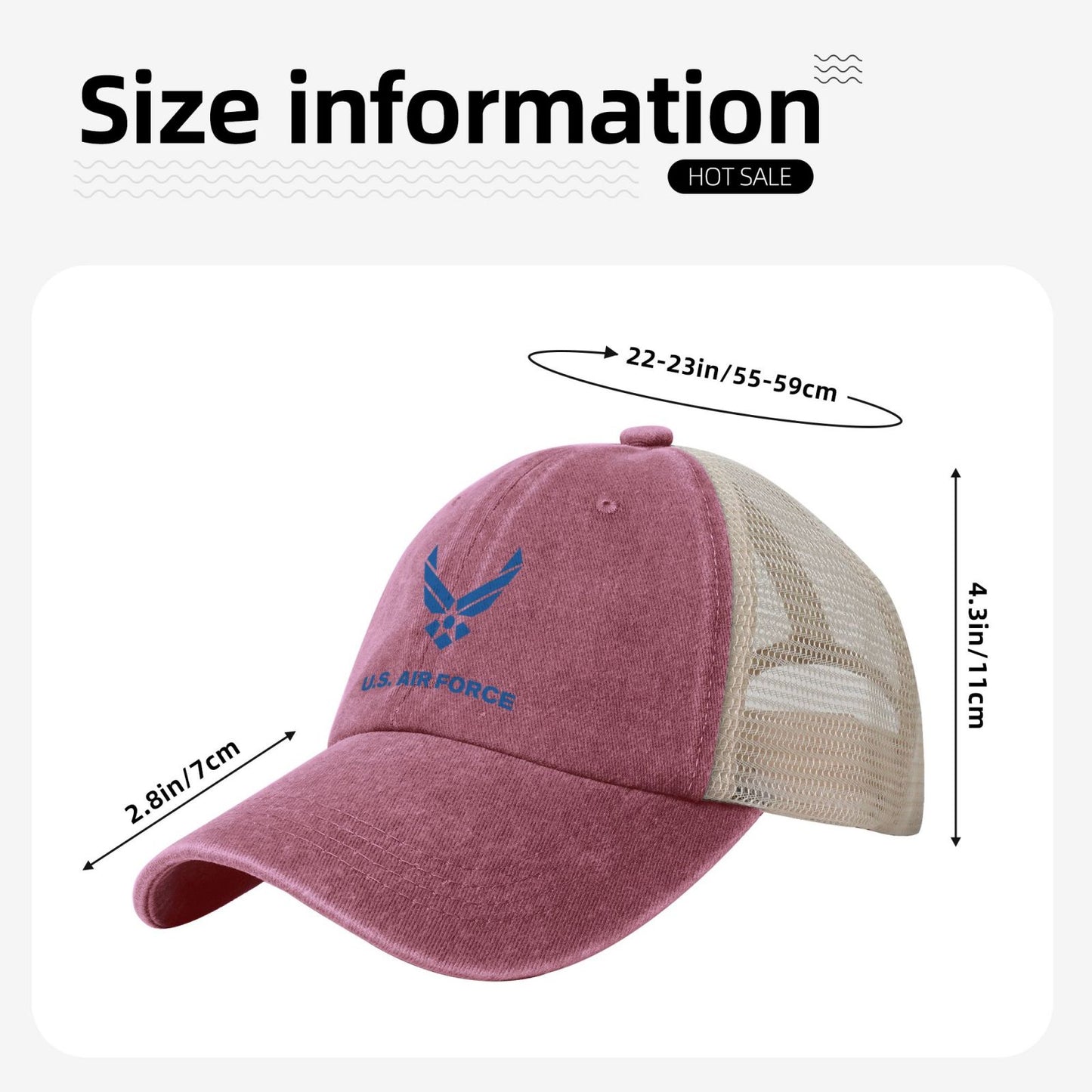 United States Air Force Printed unisex baseball cap adjustable grid baseball cap veteran gift
