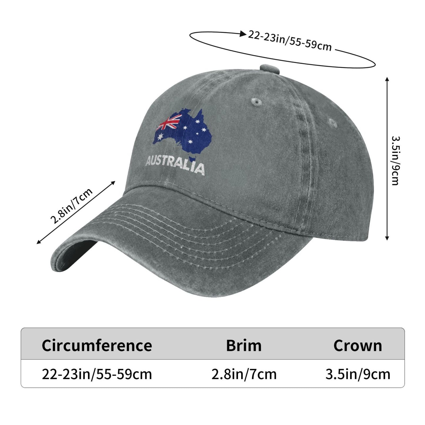 Australian Map Print Printed unisex baseball cap adjustable cap outdoor sun hats trucker hat
