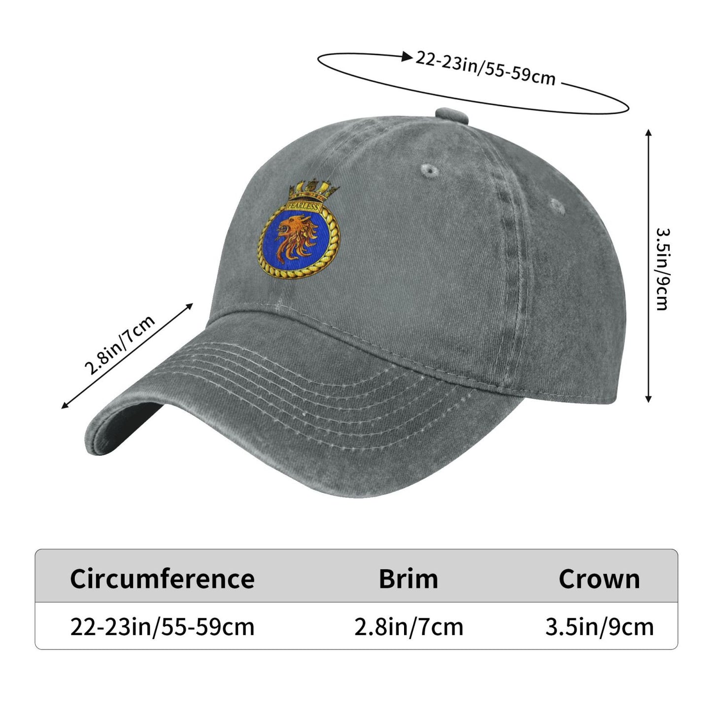 Vintage HMS Fearless L10 Printed unisex baseball cap adjustable cap outdoor trucker hat veterans Gifts