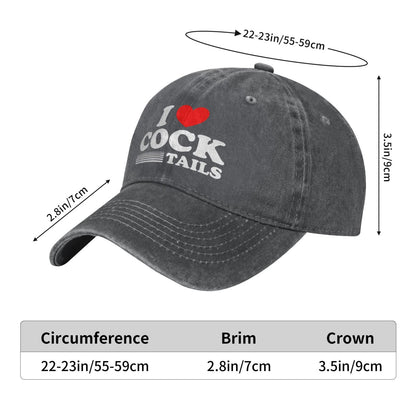 I Love Cock Tails Printed unisex baseball cap adjustable cap outdoor sun hats trucker hat
