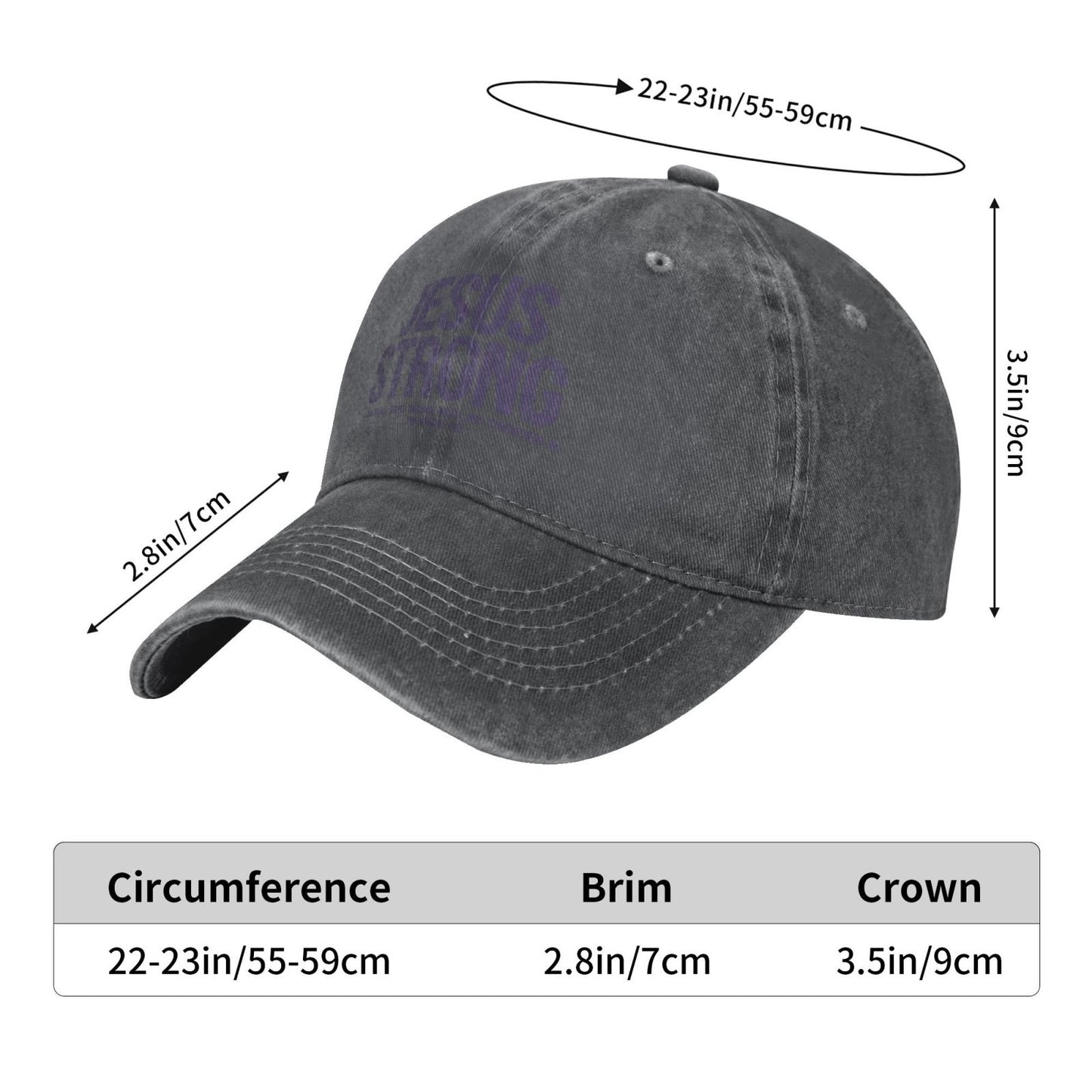JESUS STRONG I CAN DO ALL THINGS THROUGH CHRIST  Printed unisex baseball cap adjustable cap outdoor hats trucker gift hat