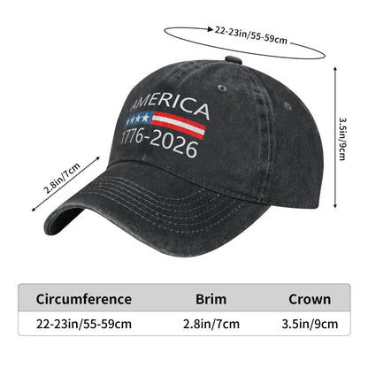 America 1776–2026 Printed unisex baseball cap outdoor hats adjustable cap trucker gift hat
