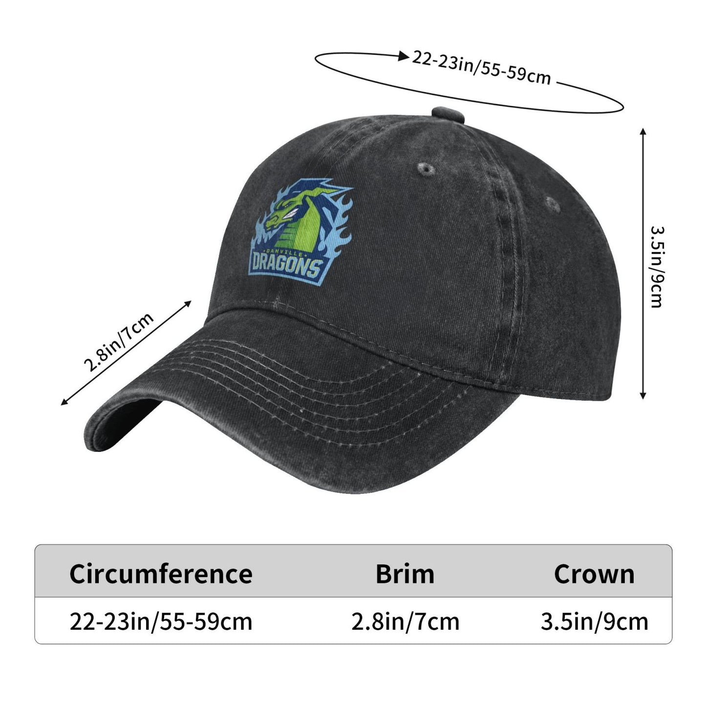 Danville Dragons Logo Printed unisex baseball cap adjustable cap outdoor sun hats trucker hat