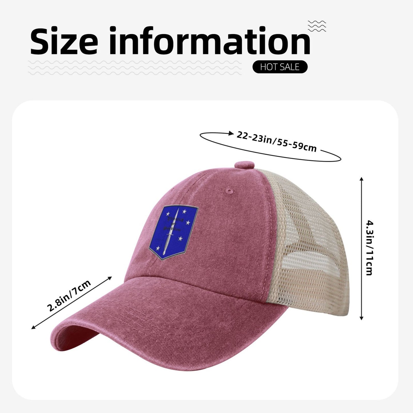 MSOS Insignia Printed unisex baseball cap adjustable grid baseball cap veteran gift