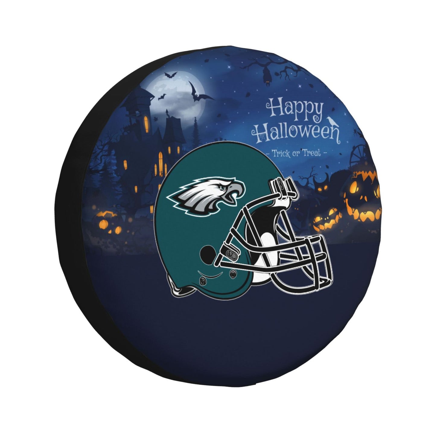 Philadelphia Eagles printed car tire cover Happy Halloween printed tire dust cover